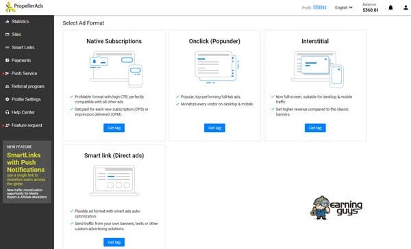 Propeller Ads Ad Formats