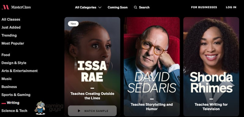 MasterClass Writing Courses